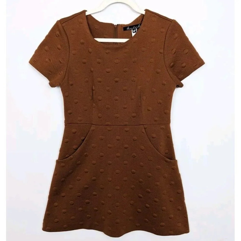 Anthropologie Hutch MP Fraida Textured 3D Polka Dot Knit Dress Fit Flare Pockets